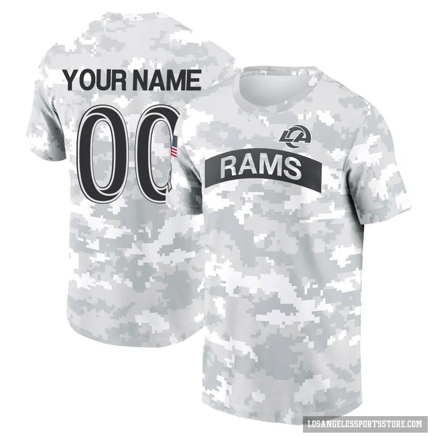 Men's ＃00 Custom Los Angeles Rams Camo Arctic 2024 Salute to Service Performance T-Shirt
