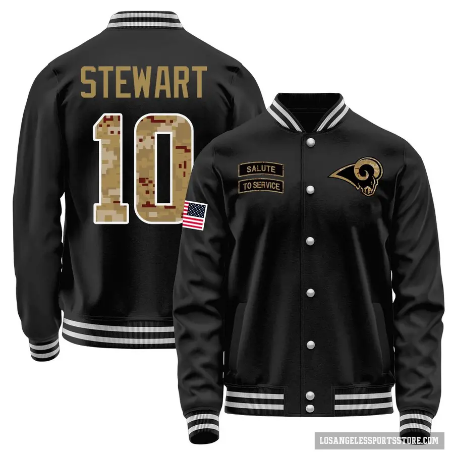 Men's ＃10 Josaiah Stewart Los Angeles Rams Black Salute to Service Sideline Performance Jacket