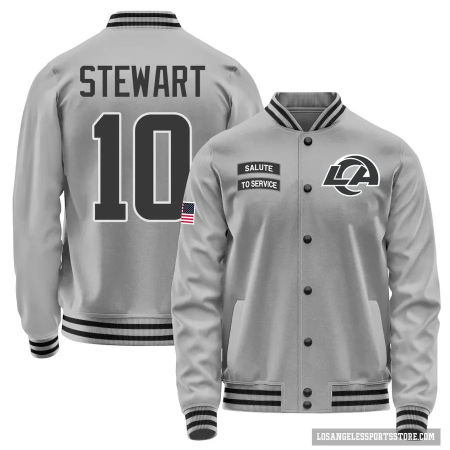 Men's ＃10 Josaiah Stewart Los Angeles Rams Gray Salute to Service Performance Jacket
