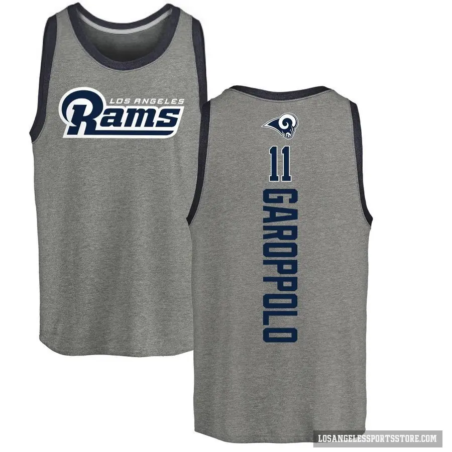 Men's ＃11 Jimmy Garoppolo Los Angeles Rams Ash Backer Tank Top