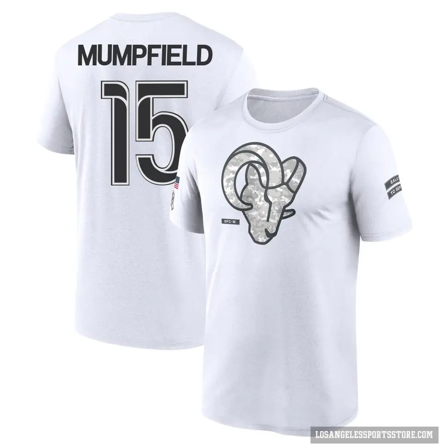 Men's ＃15 Konata Mumpfield Los Angeles Rams White 2024 Salute to Service Performance T-Shirt