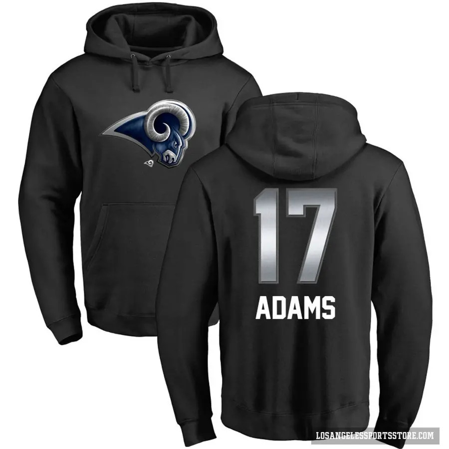 Men's ＃17 Davante Adams Los Angeles Rams Black Midnight Mascot Pullover Hoodie