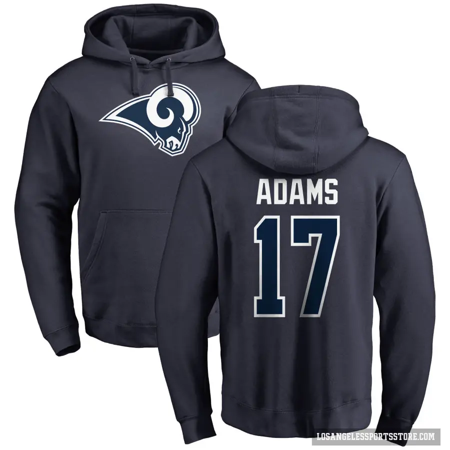 Men's ＃17 Davante Adams Los Angeles Rams Navy Pro Line Name & Number Logo Pullover Hoodie