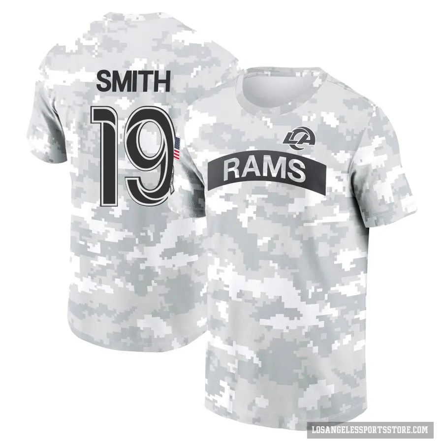 Men's ＃19 Xavier Smith Los Angeles Rams Camo Arctic 2024 Salute to Service Performance T-Shirt