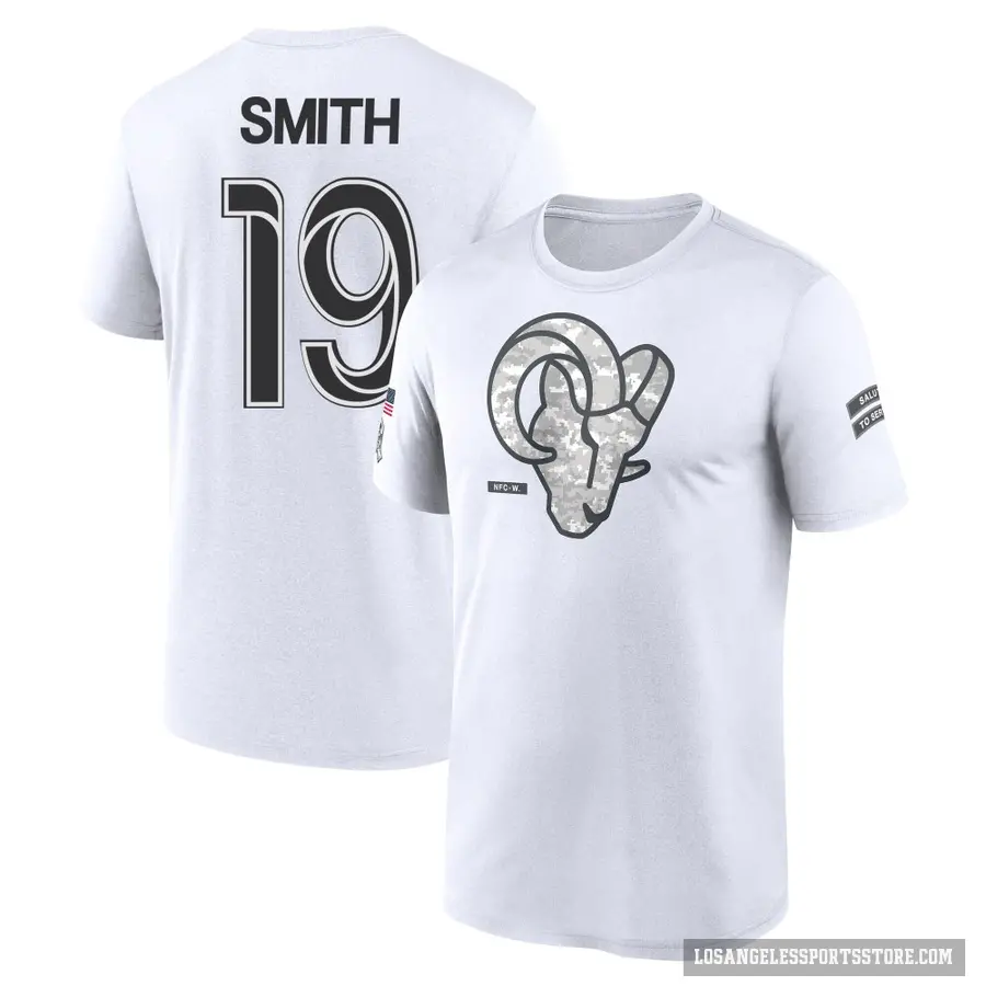 Men's ＃19 Xavier Smith Los Angeles Rams White 2024 Salute to Service Performance T-Shirt