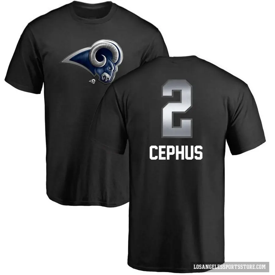 Men's ＃2 Quintez Cephus Los Angeles Rams Black Midnight Mascot T-Shirt