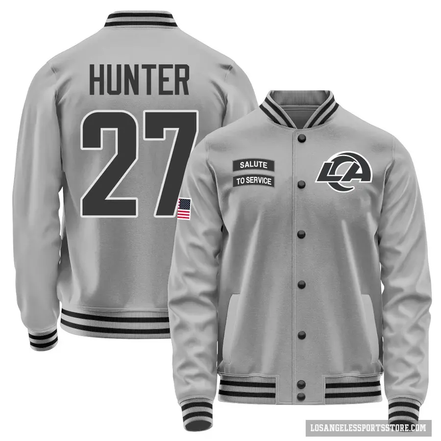Men's ＃27 Jarquez Hunter Los Angeles Rams Gray Salute to Service Performance Jacket
