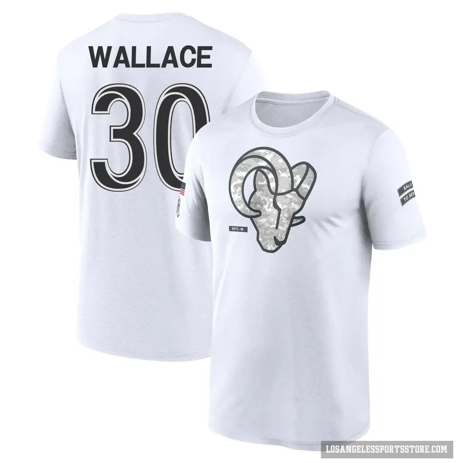 Men's ＃30 Josh Wallace Los Angeles Rams White 2024 Salute to Service Performance T-Shirt