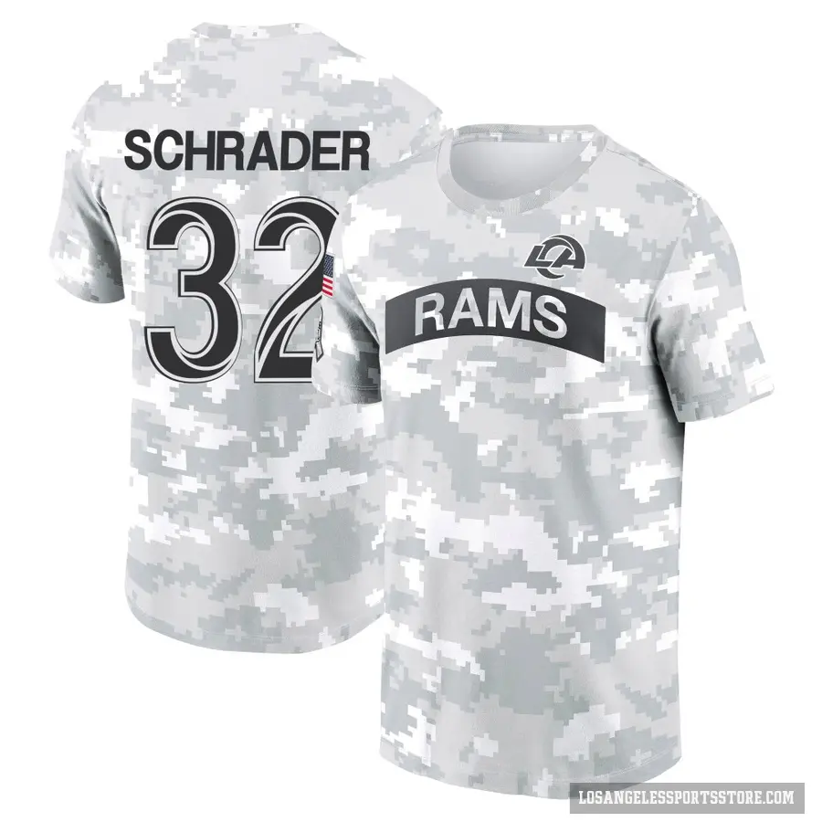Men's ＃32 Cody Schrader Los Angeles Rams Camo Arctic 2024 Salute to Service Performance T-Shirt