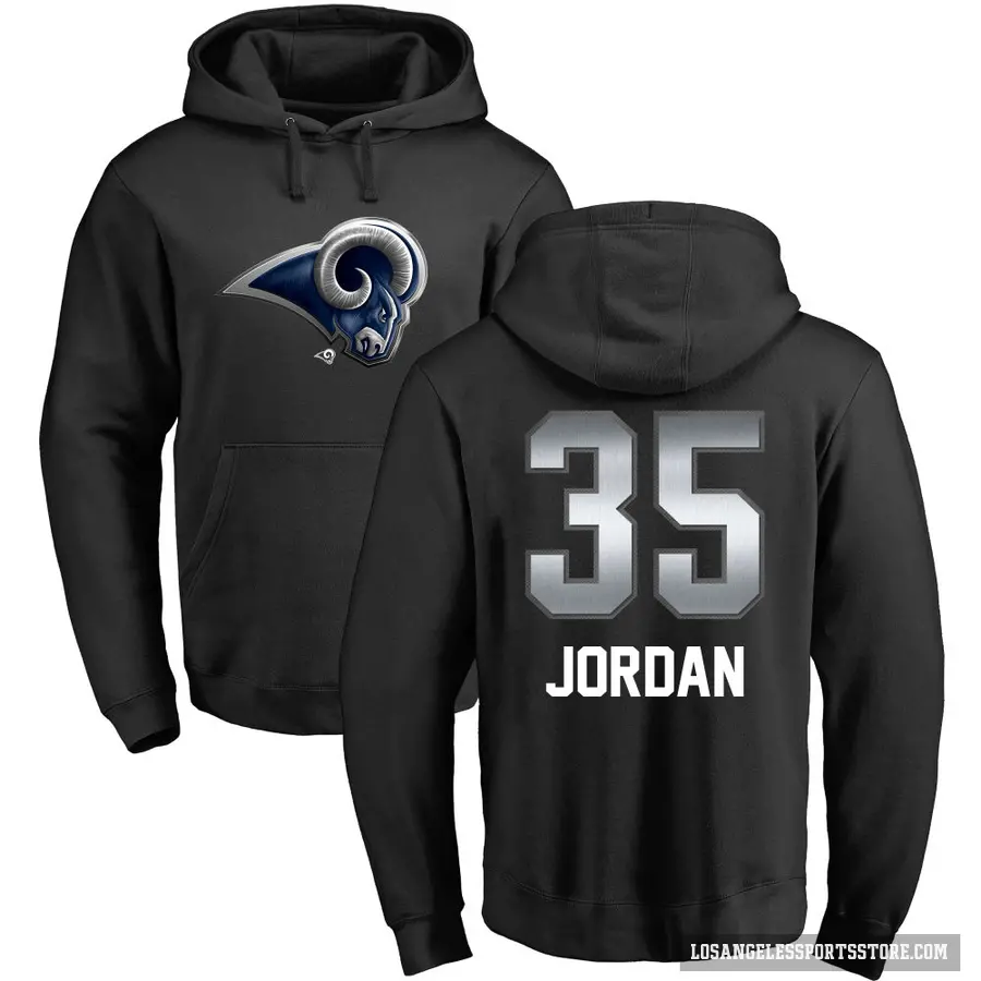 Men's ＃35 Michael Jordan Los Angeles Rams Black Midnight Mascot Pullover Hoodie