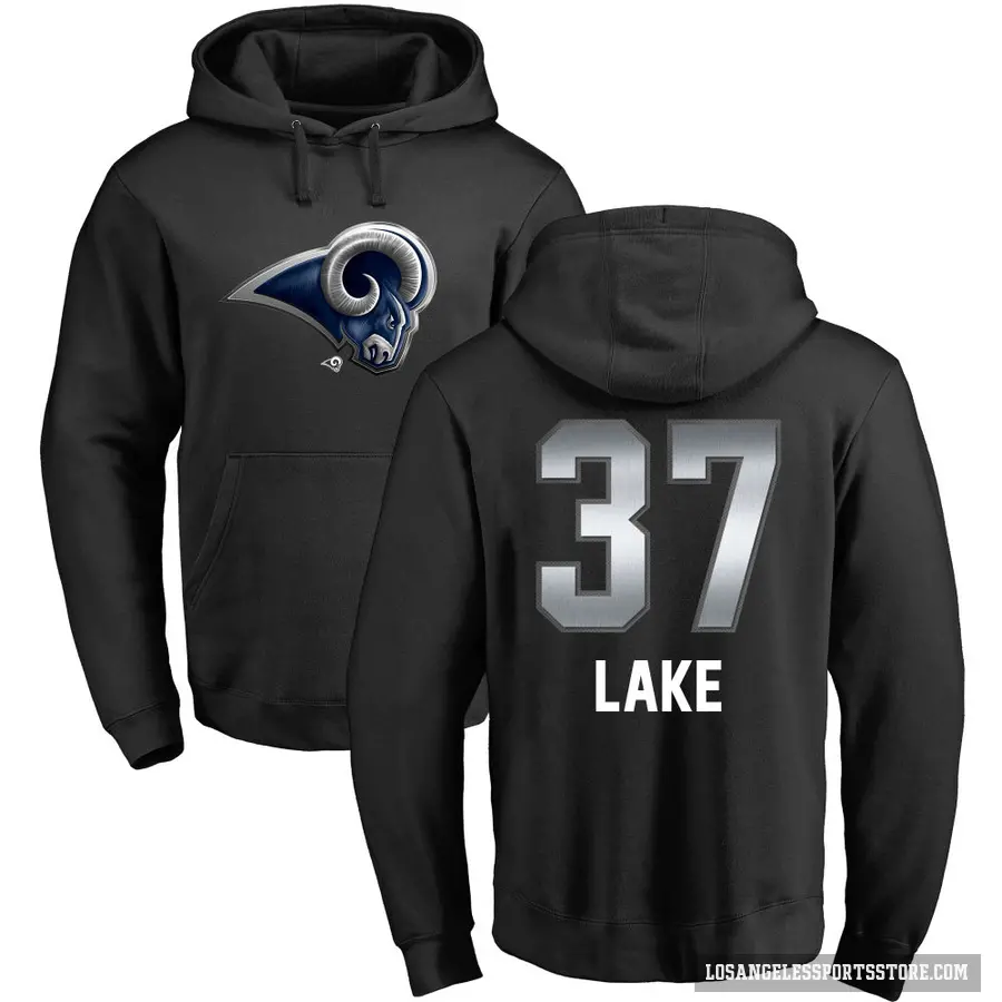 Men's ＃37 Quentin Lake Los Angeles Rams Black Midnight Mascot Pullover Hoodie