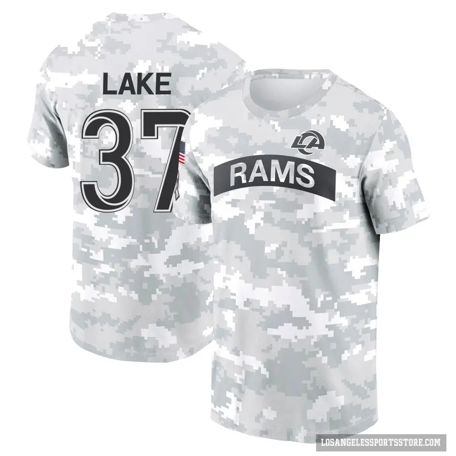 Men's ＃37 Quentin Lake Los Angeles Rams Camo Arctic 2024 Salute to Service Performance T-Shirt