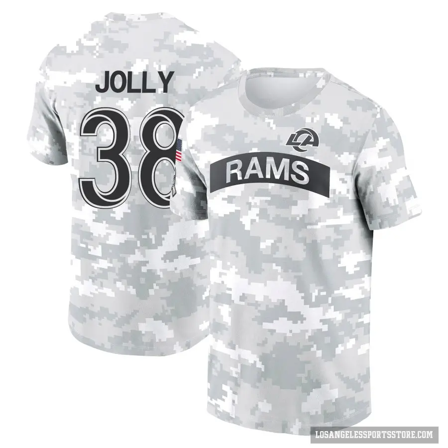 Men's ＃38 Shaun Jolly Los Angeles Rams Camo Arctic 2024 Salute to Service Performance T-Shirt