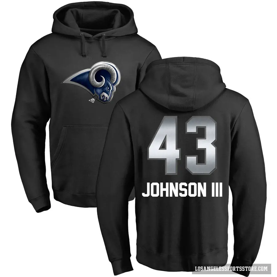 Men's ＃43 John Johnson III Los Angeles Rams Black Midnight Mascot Pullover Hoodie
