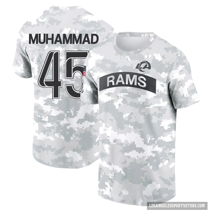 Men's ＃45 Jamil Muhammad Los Angeles Rams Camo Arctic 2024 Salute to Service Performance T-Shirt