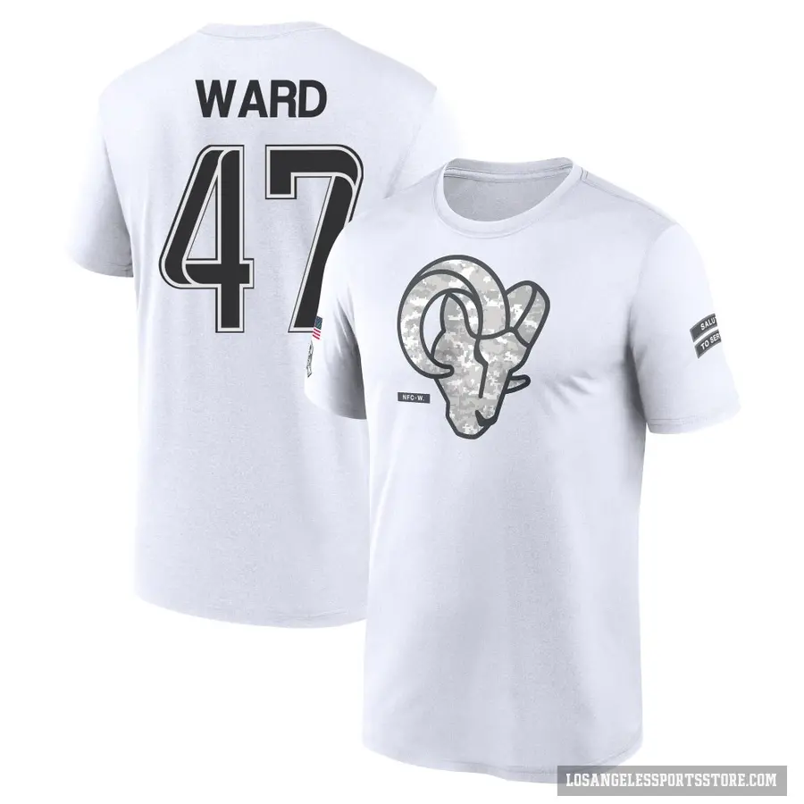 Men's ＃47 Alex Ward Los Angeles Rams White 2024 Salute to Service Performance T-Shirt