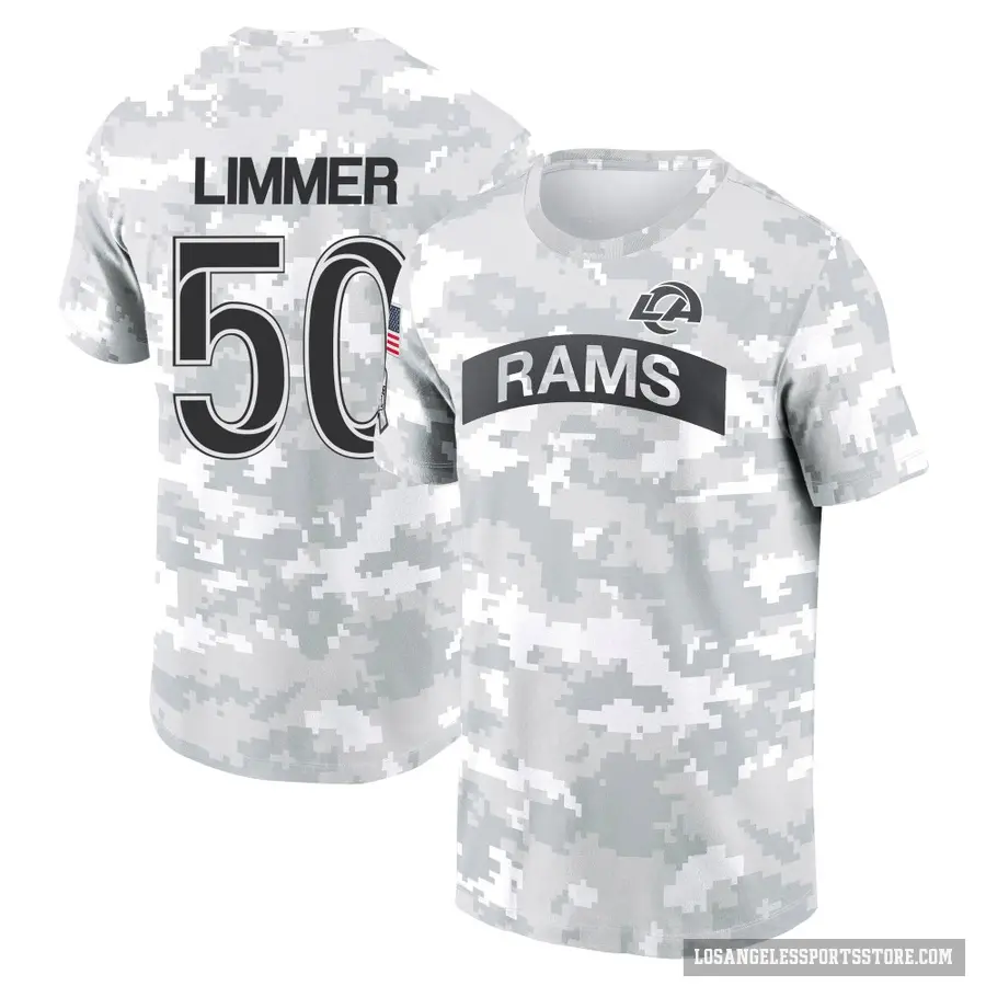Men's ＃50 Beaux Limmer Los Angeles Rams Camo Arctic 2024 Salute to Service Performance T-Shirt