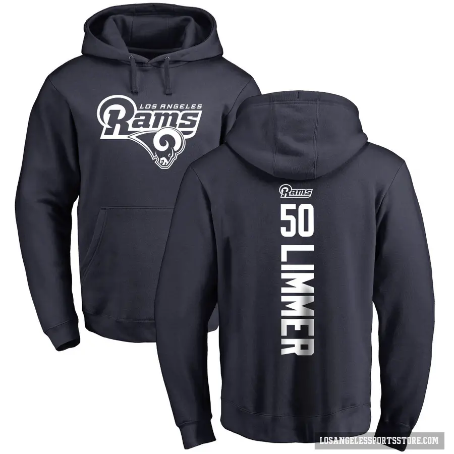 Men's ＃50 Beaux Limmer Los Angeles Rams Navy Pro Line Backer Pullover Hoodie