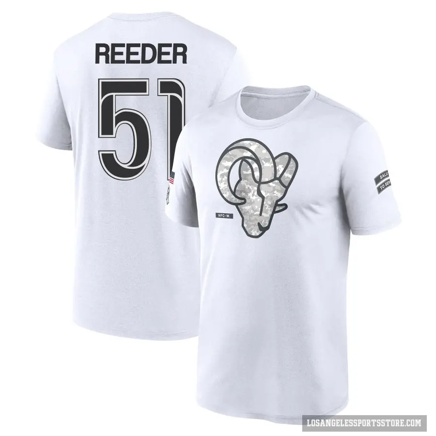 Men's ＃51 Troy Reeder Los Angeles Rams White 2024 Salute to Service Performance T-Shirt