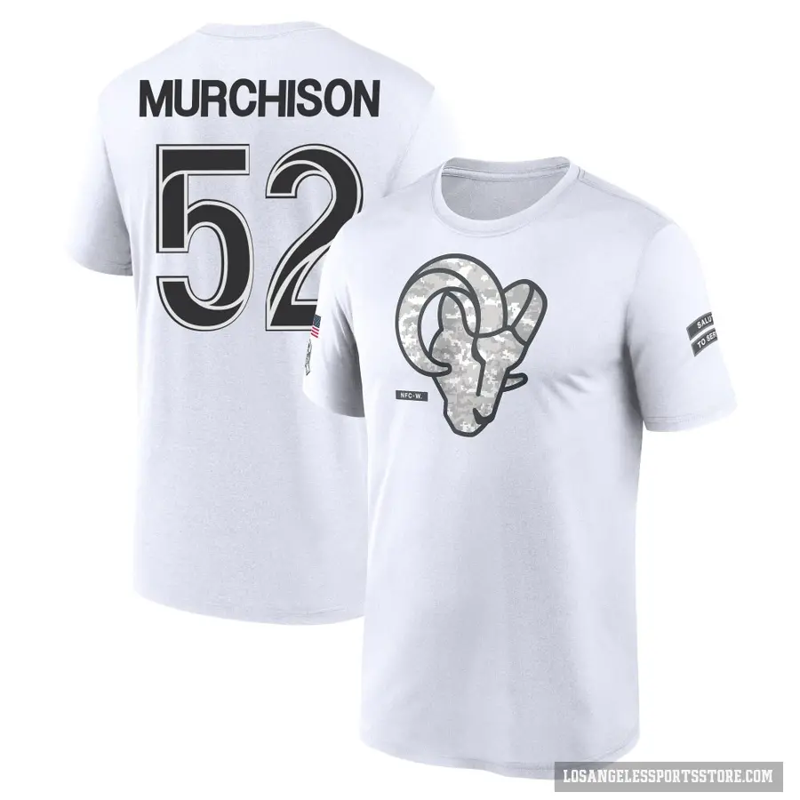 Men's ＃52 Larrell Murchison Los Angeles Rams White 2024 Salute to Service Performance T-Shirt