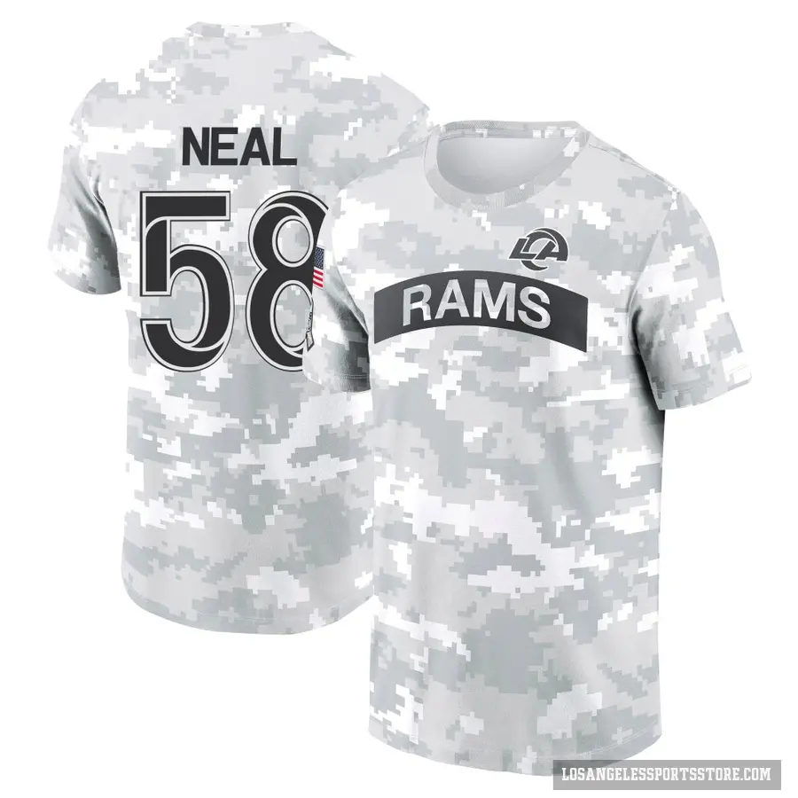 Men's ＃58 Elias Neal Los Angeles Rams Camo Arctic 2024 Salute to Service Performance T-Shirt