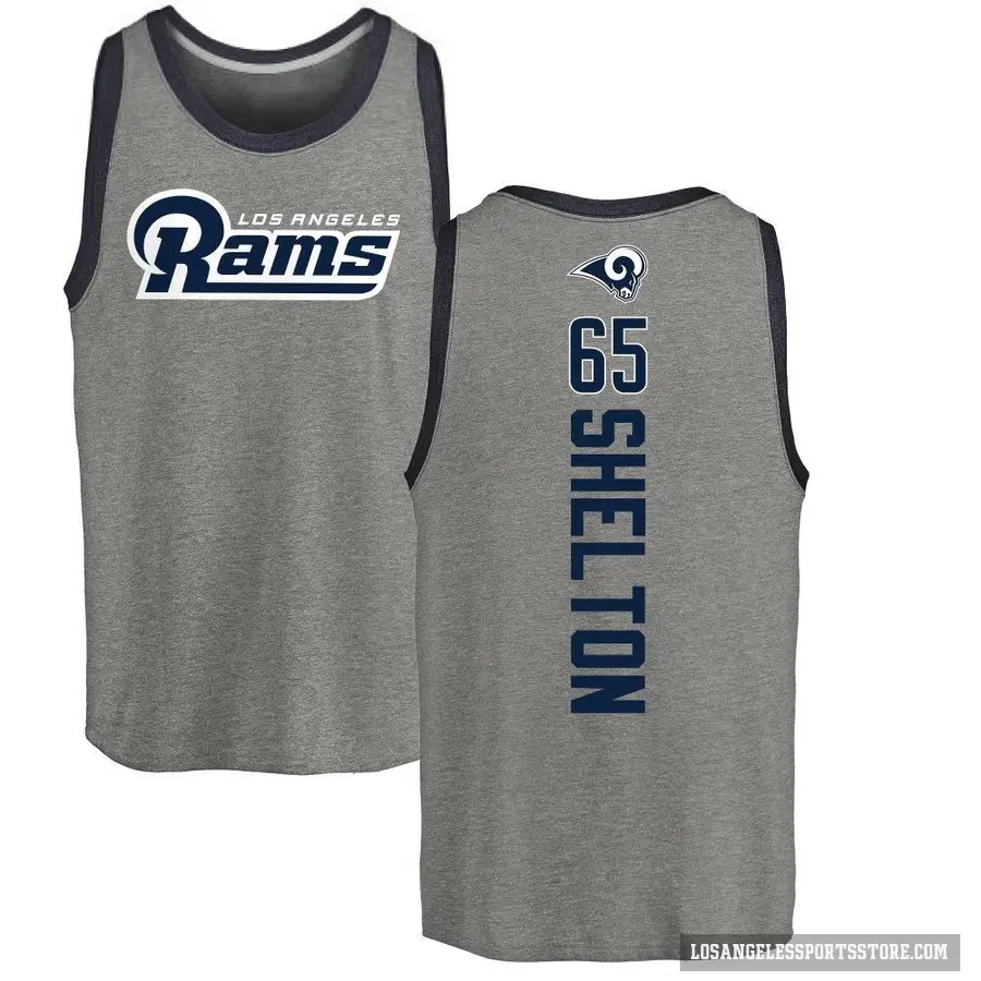 Men's ＃65 Coleman Shelton Los Angeles Rams Ash Backer Tank Top
