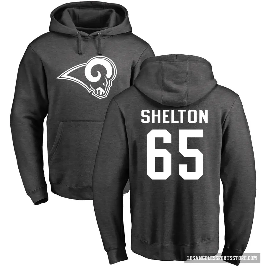 Men's ＃65 Coleman Shelton Los Angeles Rams Pro Line by Branded Ash One Color Pullover Hoodie