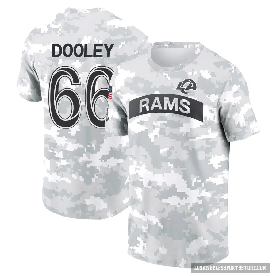 Men's ＃66 Ben Dooley Los Angeles Rams Camo Arctic 2024 Salute to Service Performance T-Shirt