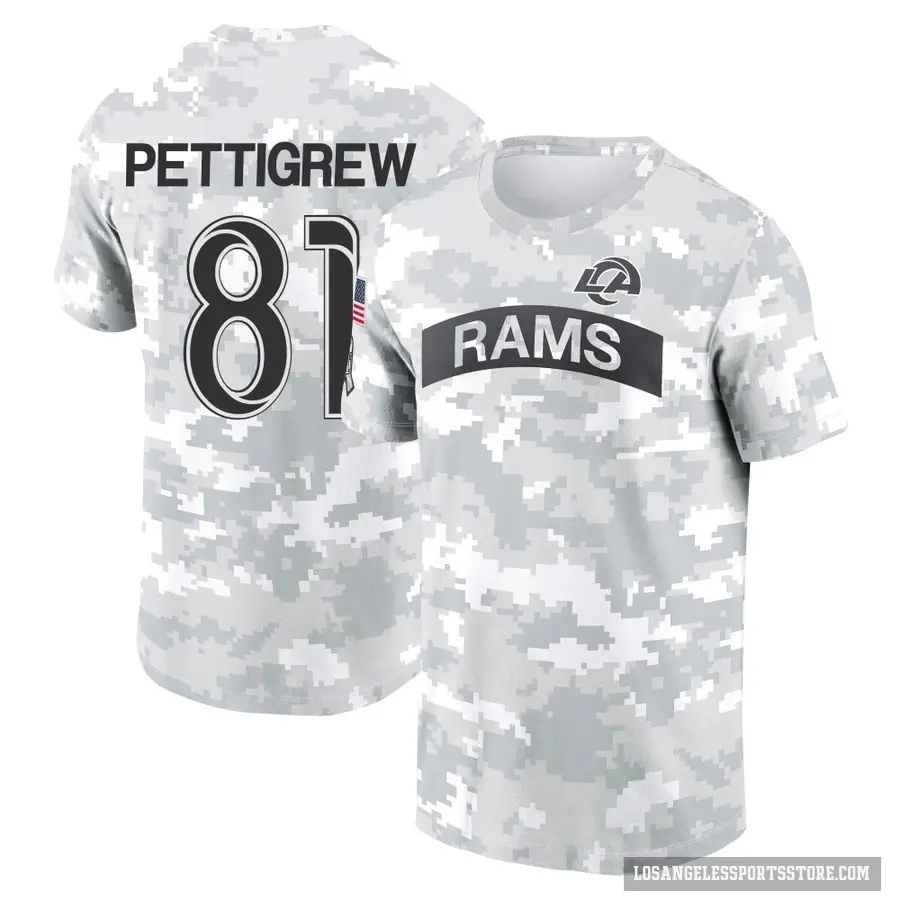 Men's ＃81 Jamal Pettigrew Los Angeles Rams Camo Arctic 2024 Salute to Service Performance T-Shirt