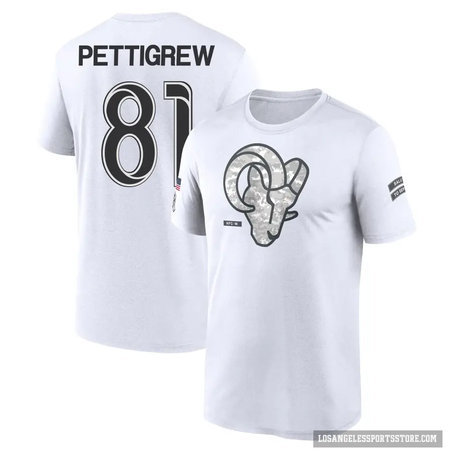 Men's ＃81 Jamal Pettigrew Los Angeles Rams White 2024 Salute to Service Performance T-Shirt