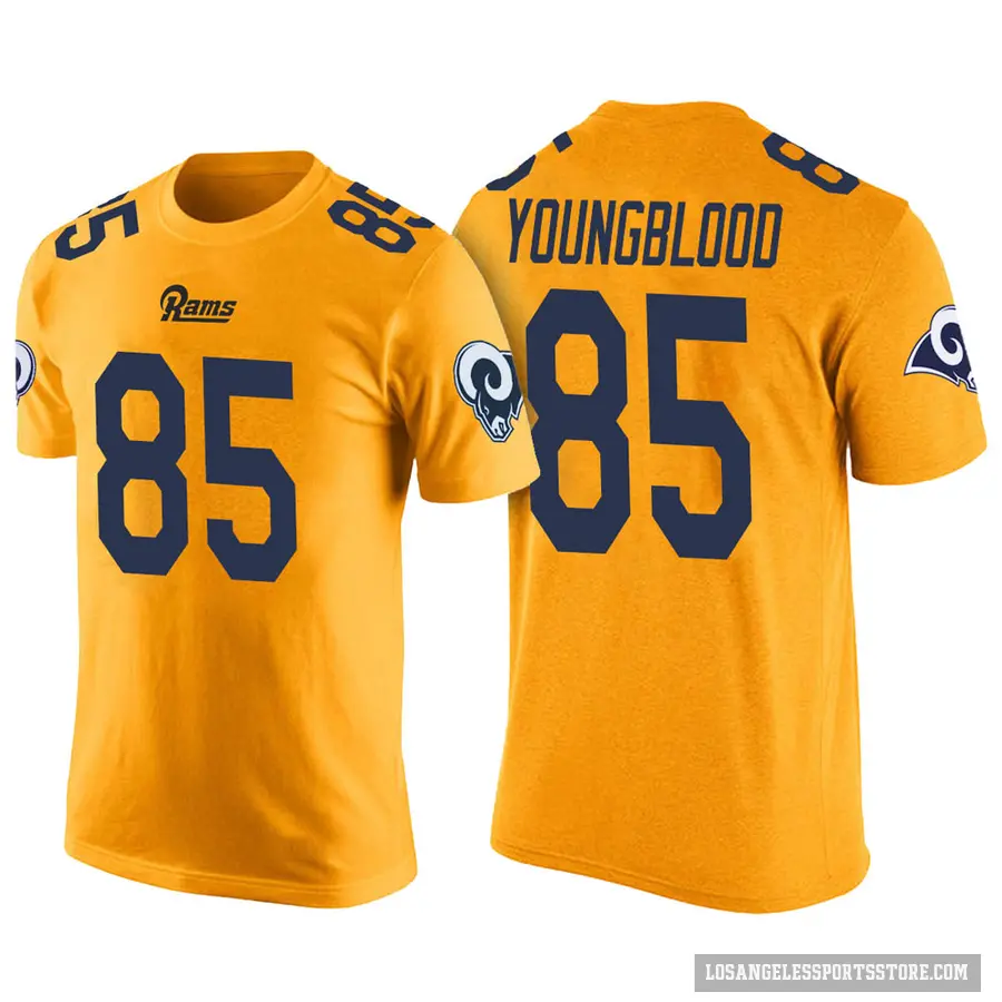 Men's ＃85 Jack Youngblood Los Angeles Rams Yellow Color Rush T-Shirt