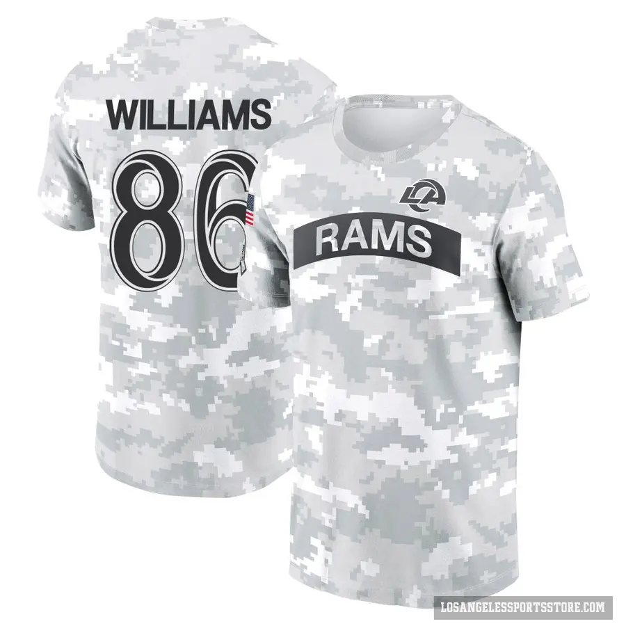 Men's ＃86 Mario Williams Los Angeles Rams Camo Arctic 2024 Salute to Service Performance T-Shirt