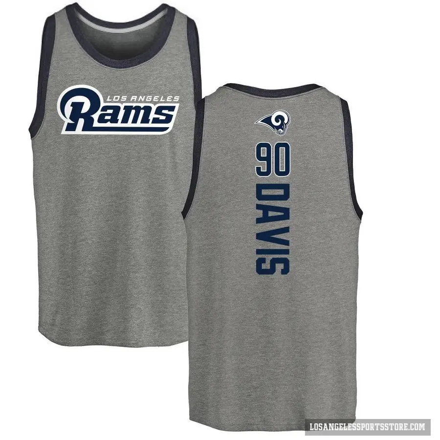 Men's ＃90 Tyler Davis Los Angeles Rams Ash Backer Tank Top