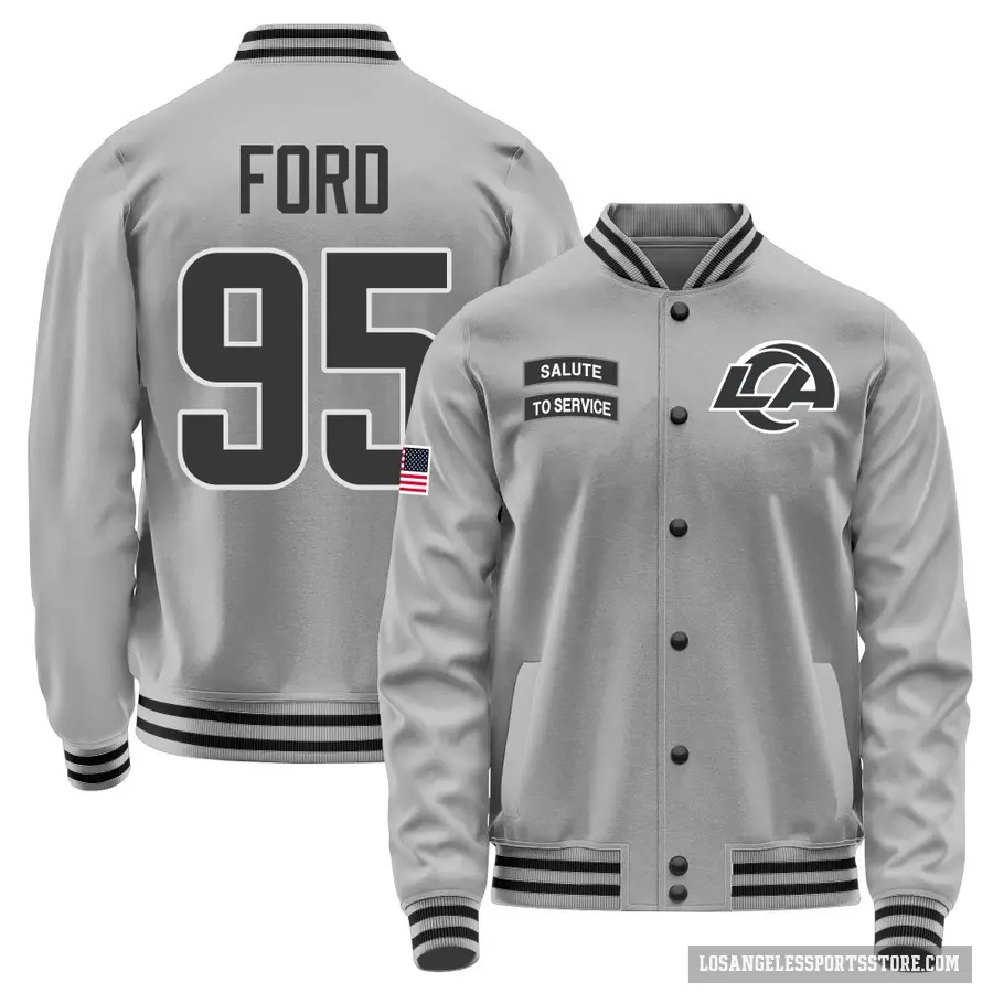 Men's ＃95 Poona Ford Los Angeles Rams Gray Salute to Service Performance Jacket