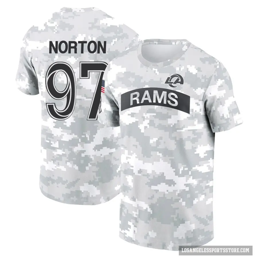 Men's ＃97 Bill Norton Los Angeles Rams Camo Arctic 2024 Salute to Service Performance T-Shirt