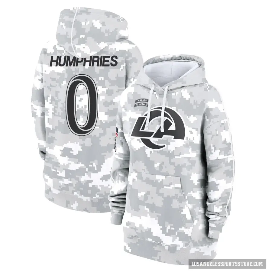 Women's ＃0 D.J. Humphries Los Angeles Rams Arctic Camo 2024 Salute to Service Club Fleece Pullover Hoodie