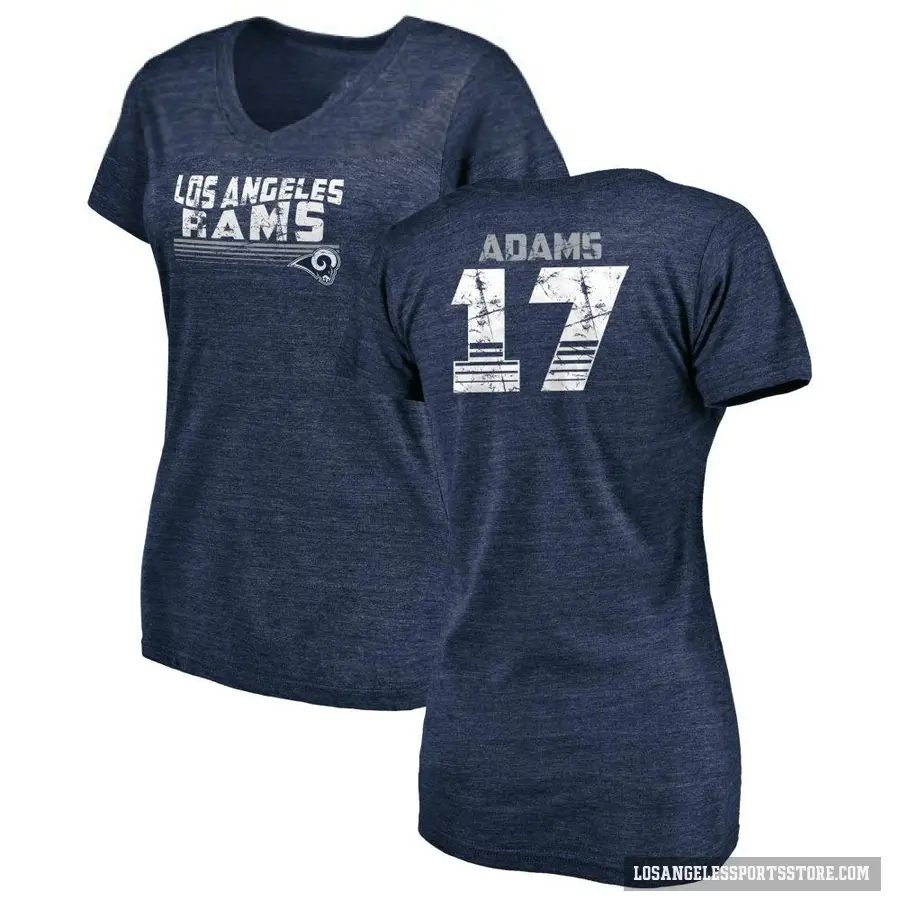 Women's ＃17 Davante Adams Los Angeles Rams Navy Retro V-Neck T-Shirt