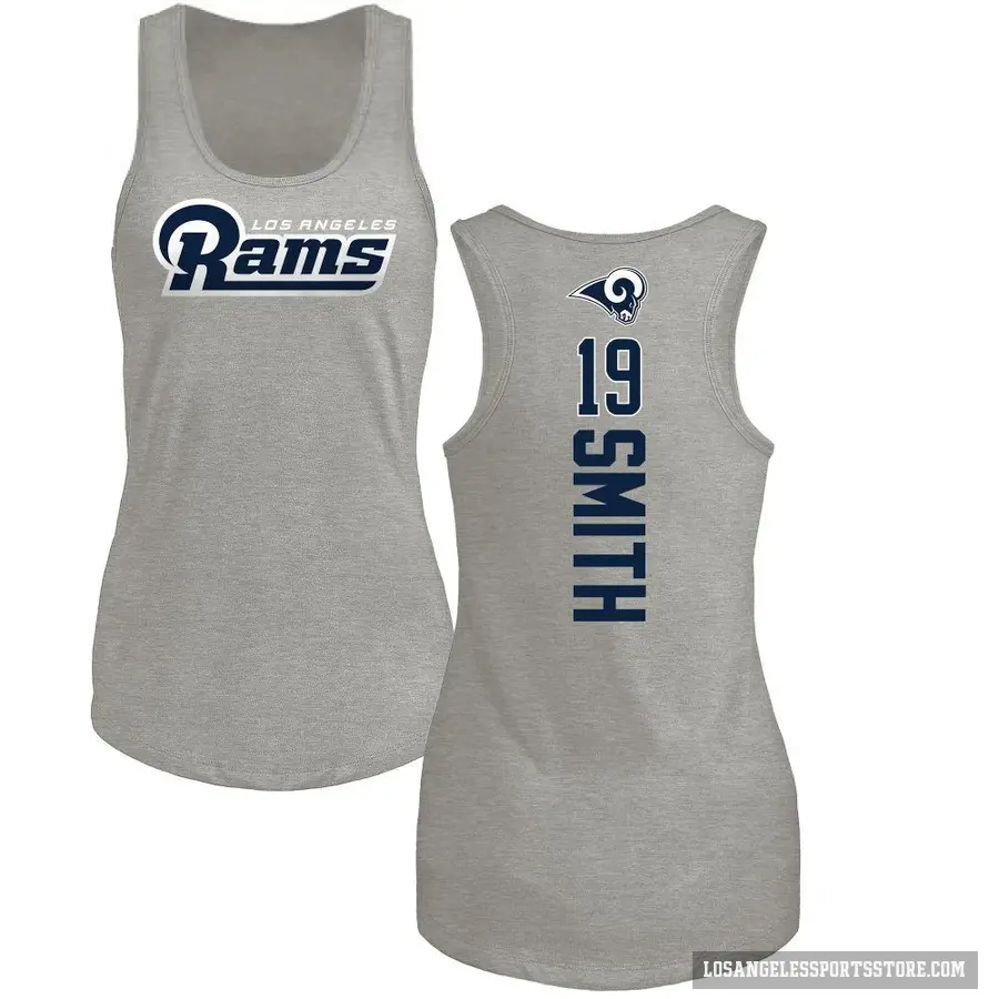 Women's ＃19 Xavier Smith Los Angeles Rams Ash Backer Tank Top