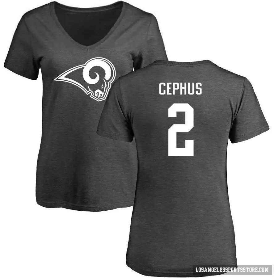 Women's ＃2 Quintez Cephus Los Angeles Rams Ash One Color T-Shirt