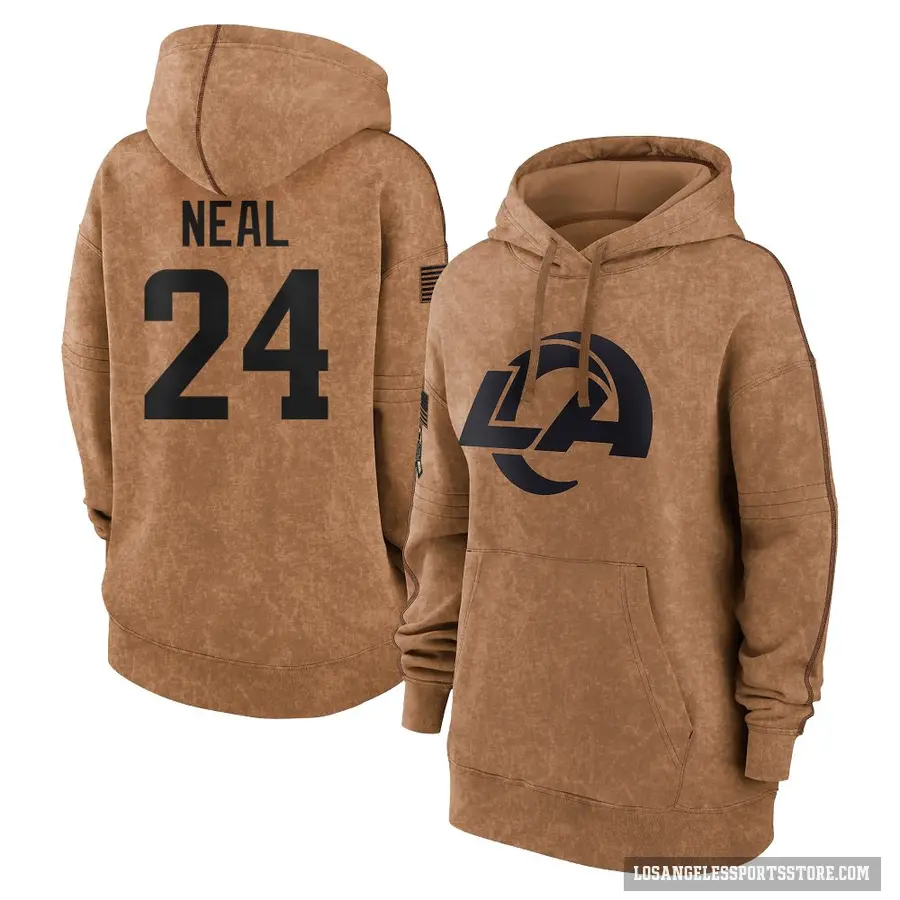 Women's ＃24 Elias Neal Los Angeles Rams Brown 2023 Salute To Service Pullover Hoodie