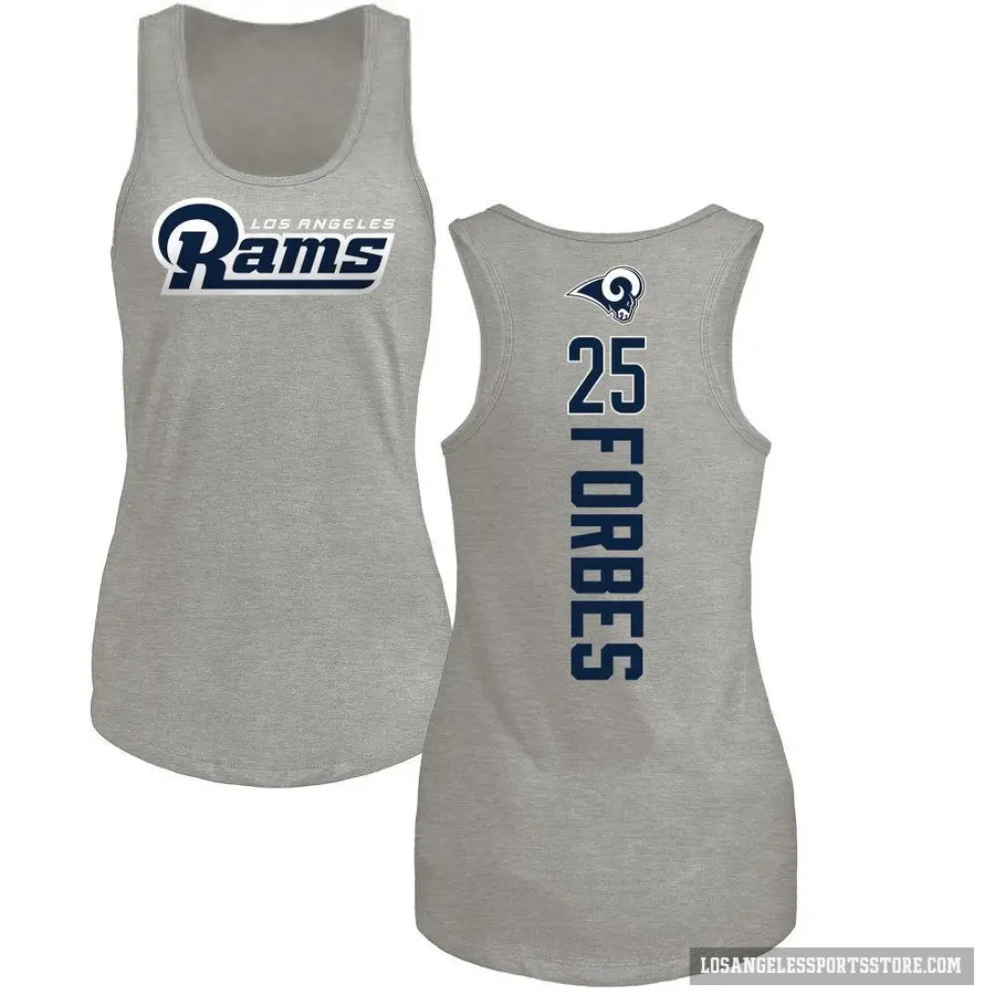 Women's ＃25 Emmanuel Forbes Jr. Los Angeles Rams Ash Backer Tank Top