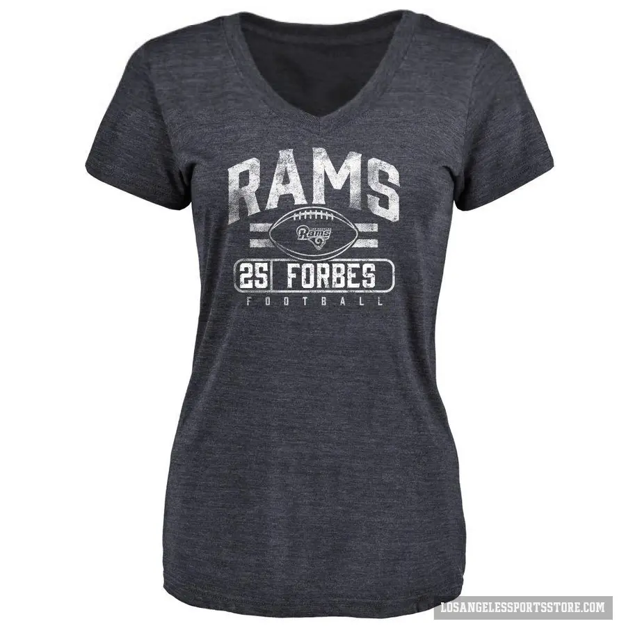Women's ＃25 Emmanuel Forbes Jr. Los Angeles Rams Navy Flanker T-Shirt