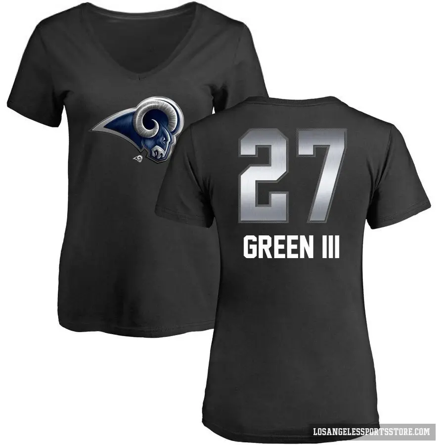 Women's ＃27 A.J. Green III Los Angeles Rams Black Midnight Mascot T-Shirt