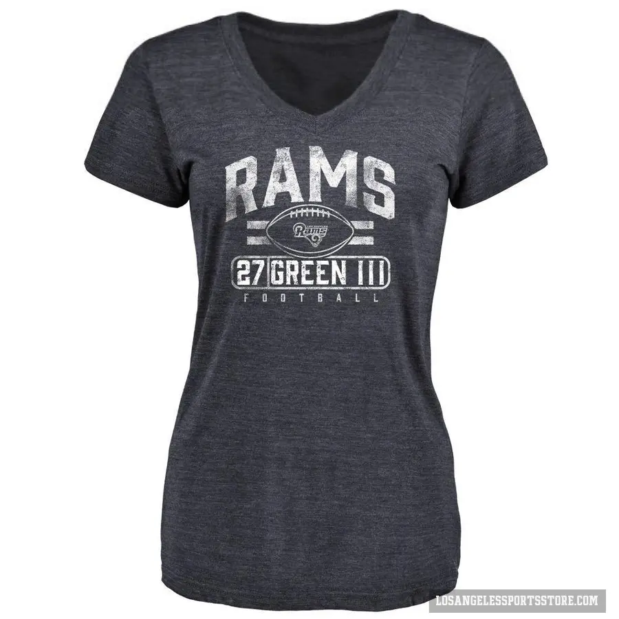 Women's ＃27 A.J. Green III Los Angeles Rams Navy Flanker T-Shirt