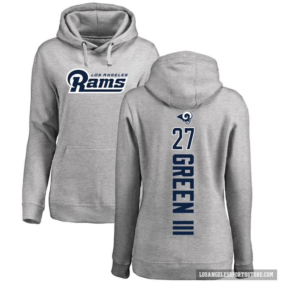 Women's ＃27 A.J. Green III Los Angeles Rams Pro Line Ash Backer Pullover Hoodie
