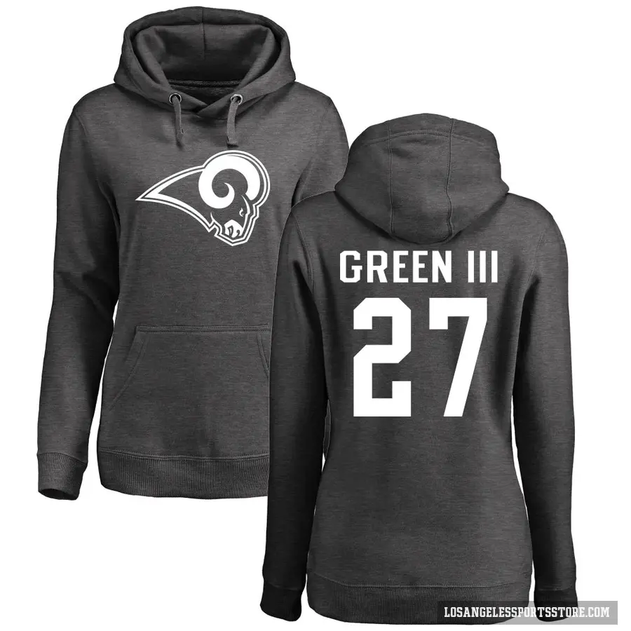 Women's ＃27 A.J. Green III Los Angeles Rams Pro Line by Branded Ash One Color Pullover Hoodie