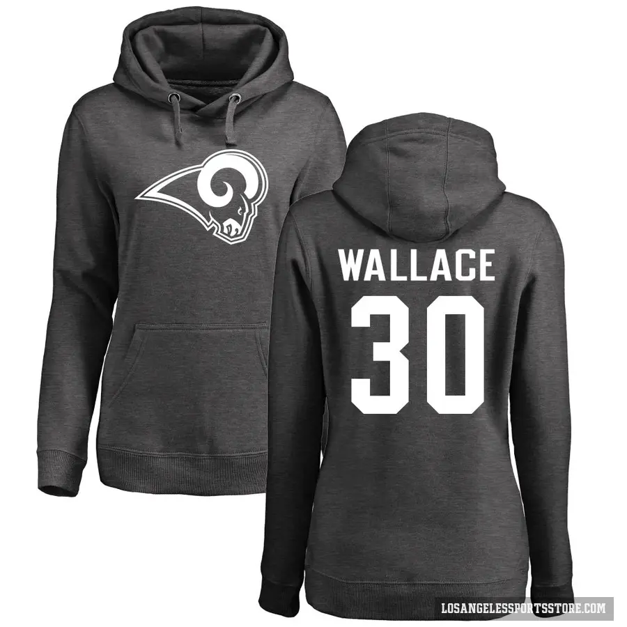 Women's ＃30 Josh Wallace Los Angeles Rams Pro Line by Branded Ash One Color Pullover Hoodie