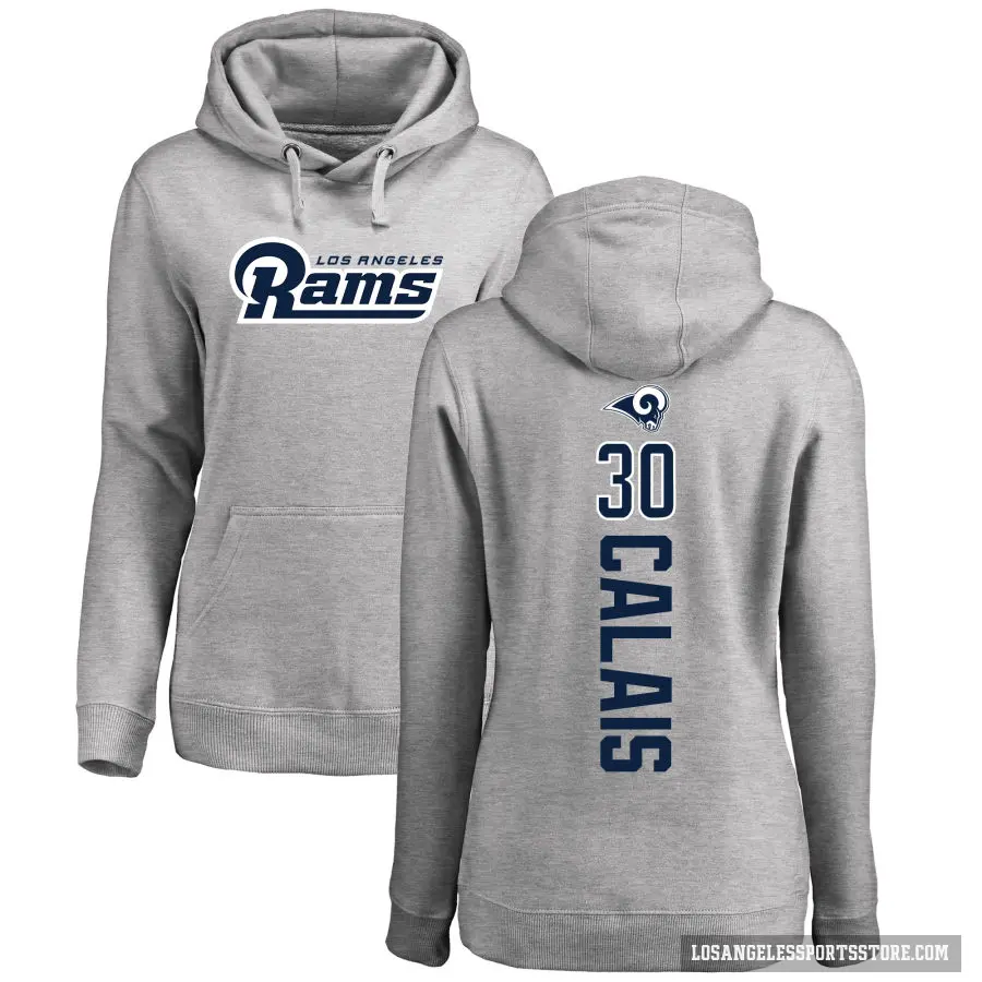 Women's ＃30 Raymond Calais Los Angeles Rams Pro Line Ash Backer Pullover Hoodie