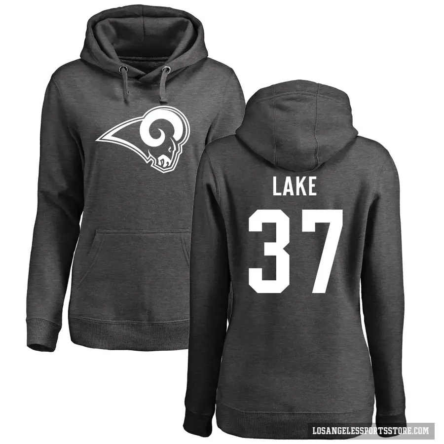Women's ＃37 Quentin Lake Los Angeles Rams Pro Line by Branded Ash One Color Pullover Hoodie