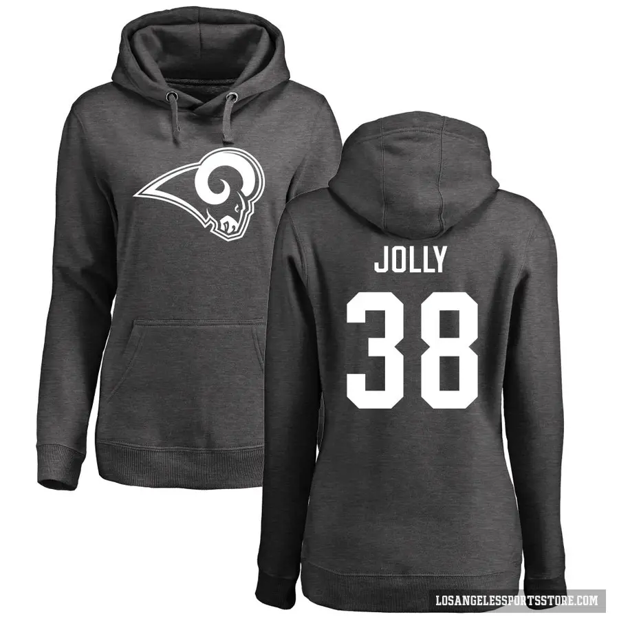 Women's ＃38 Shaun Jolly Los Angeles Rams Pro Line by Branded Ash One Color Pullover Hoodie